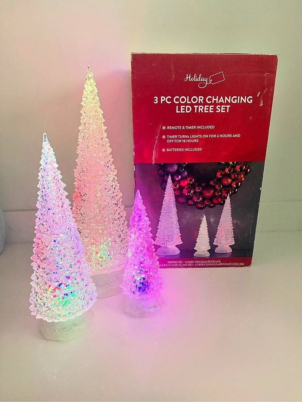 Holiday 3 PC Color Changing LED Tree Set LED Tree Set - Picture 2 of 4